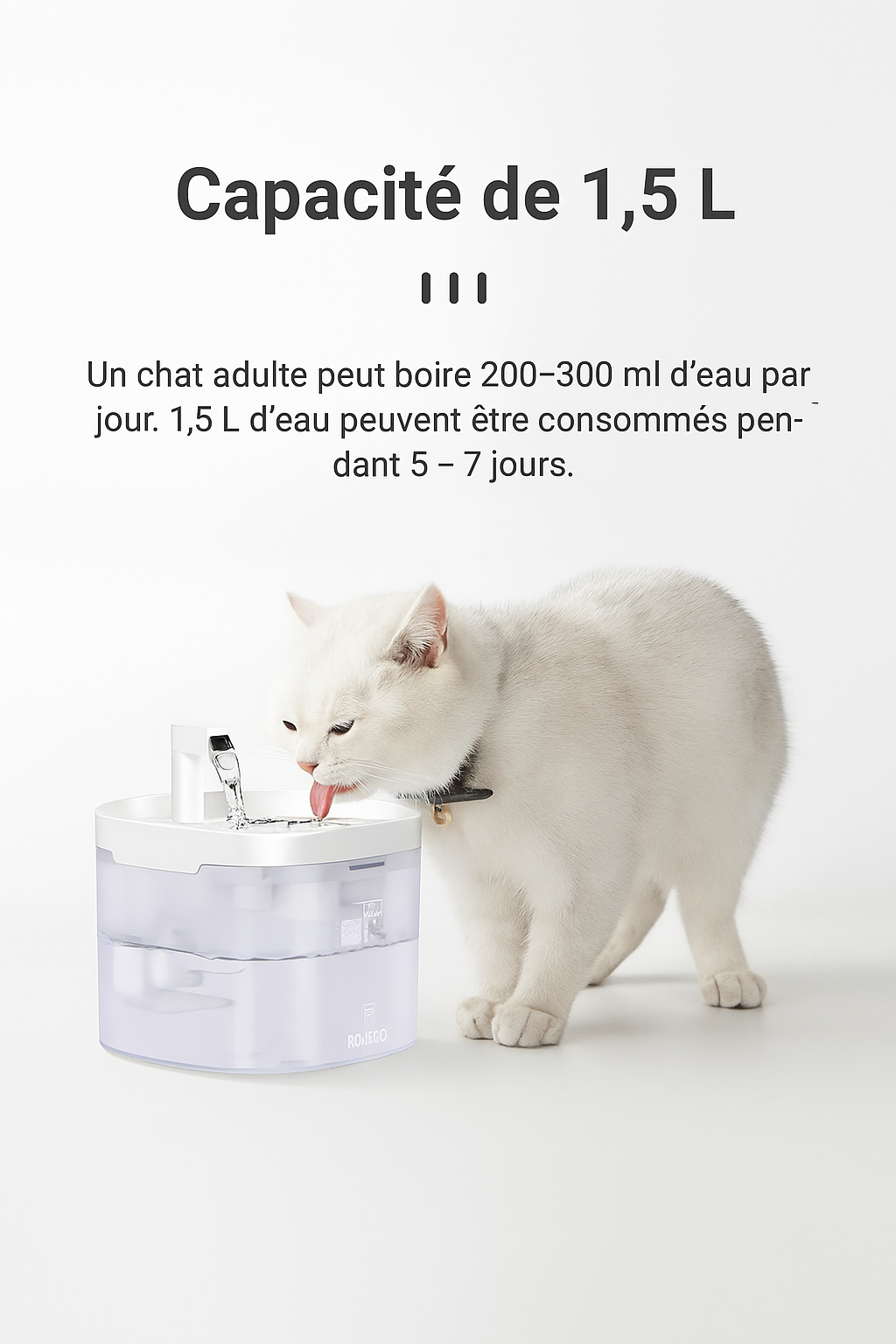 Fontaine à Eau Automatique ROJECO pour Chats & Chiens – Ultra Silencieuse avec Double Filtration