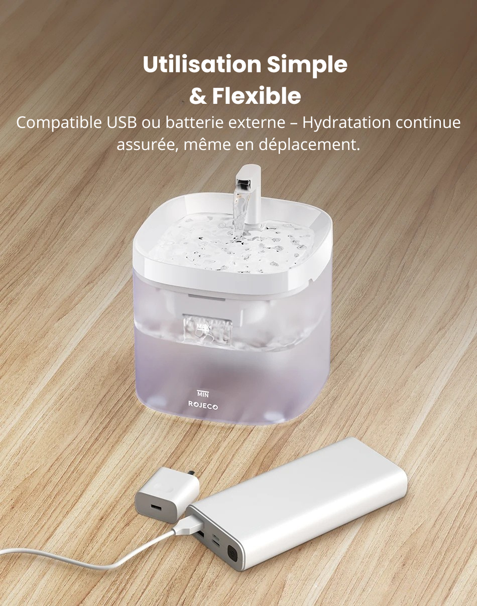 Fontaine à Eau Automatique ROJECO pour Chats & Chiens – Ultra Silencieuse avec Double Filtration