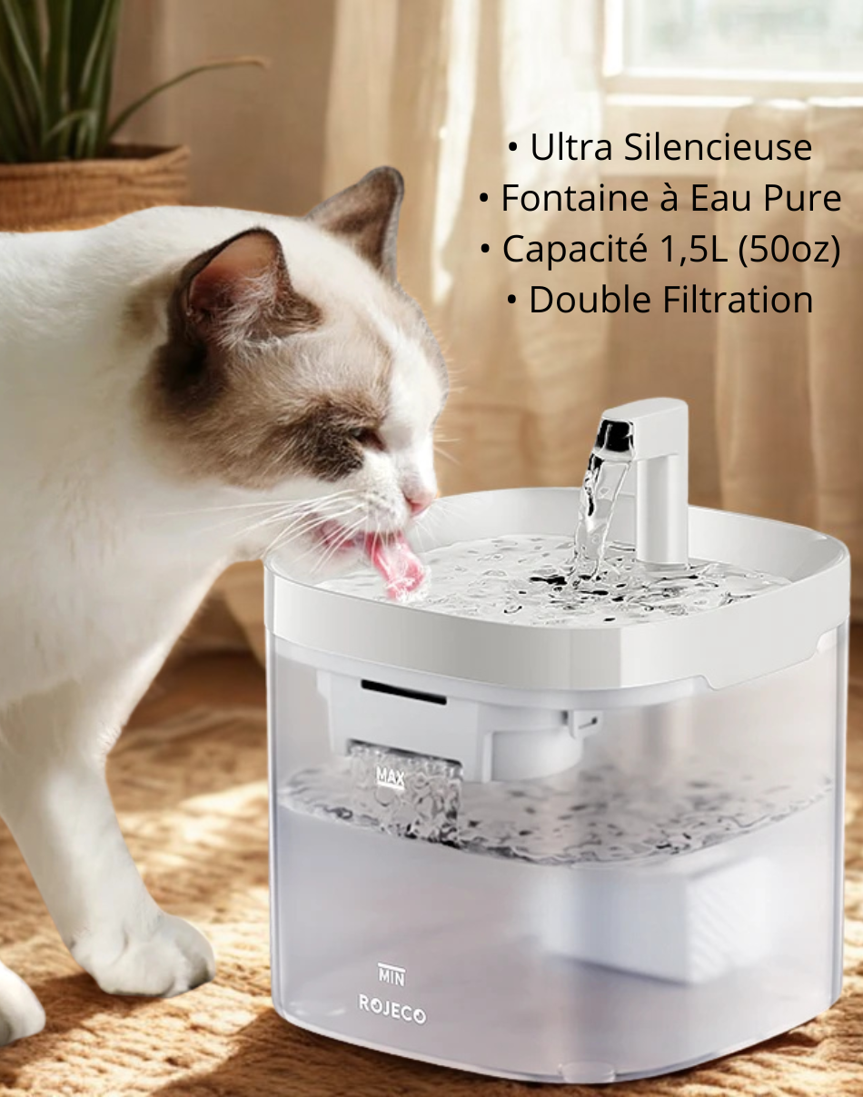 Fontaine à Eau Automatique ROJECO pour Chats & Chiens – Ultra Silencieuse avec Double Filtration