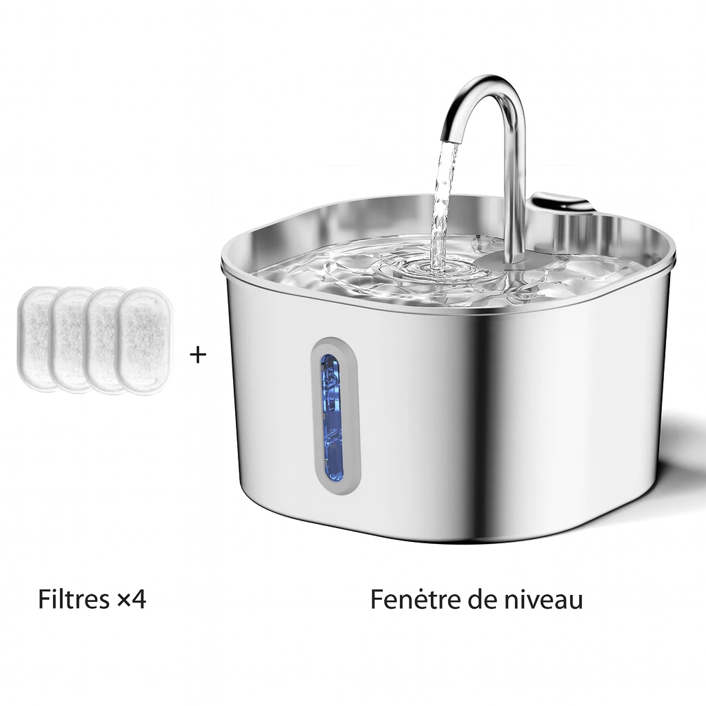 ZyFeeder Inox 2.2L – Fontaine à Eau Automatique pour Chat & Petit Chien