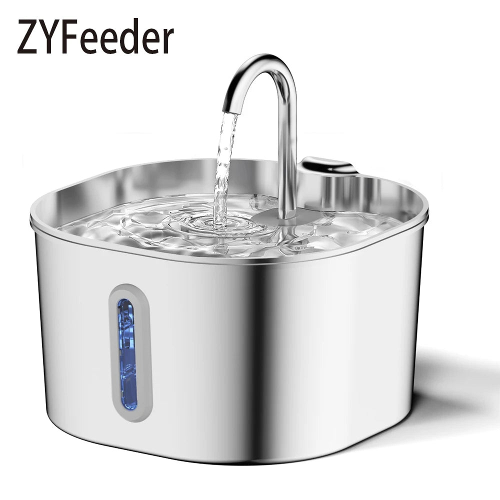 ZyFeeder Inox 2.2L – Fontaine à Eau Automatique pour Chat & Petit Chien