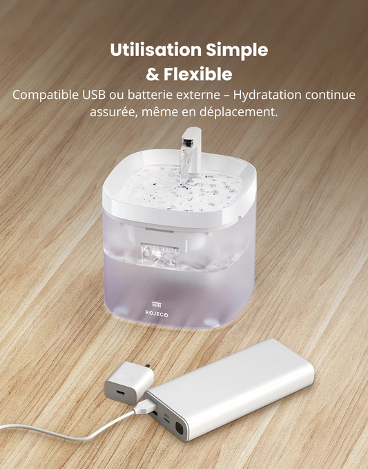 Fontaine à Eau Automatique ROJECO pour Chats & Chiens – Ultra Silencieuse avec Double Filtration